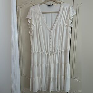 PAIGE Cream Ruffle Sleeve Dress